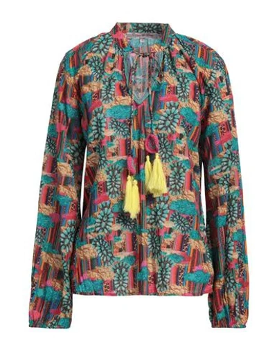 Connor & Blake Woman Top Turquoise Size S Cotton In Blue