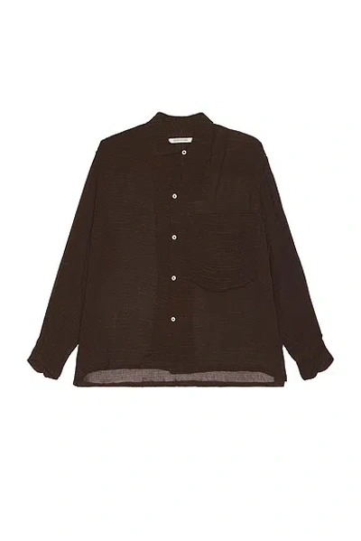 Connor Mcknight Crinkle Long Sleeve Big Pocket Shirt In Brown