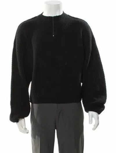 Pre-owned Connor Mcknight Merino Wool Crew Neck Polo Sweater In Black
