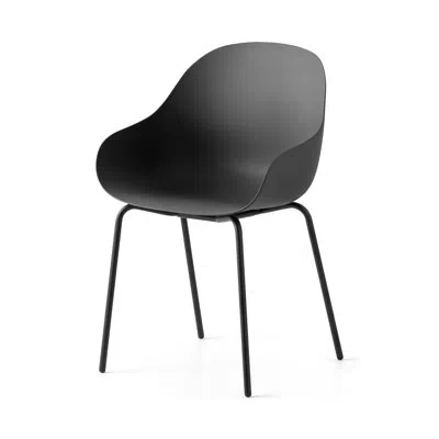 Connubia Academy Armchair With Metal Frame And Plastic Seat In Matt Black,chromed