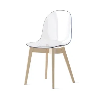 Connubia Academy Armless Chair With Wooden Frame In Transparent,bleached Beech