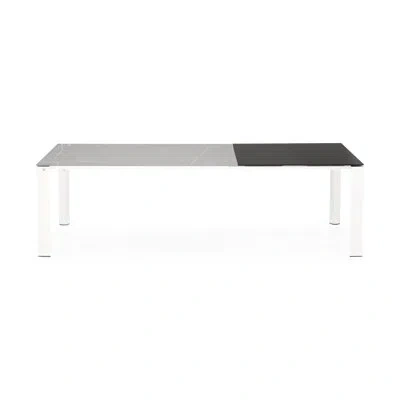 Connubia Dorian Extending Outdoor Dining Table With Metal Frame In Porphyry Brown,matt Optic White