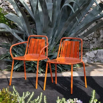 Connubia Easy Metal Outdoor Dining Chair In Matt Saffron Yellow