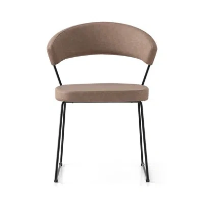 Connubia New York Upholstered Armless Chair With Sled Base In Matt Black,desert