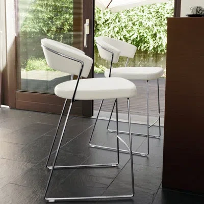 Connubia New York Upholstered Bar Stool In Optic White