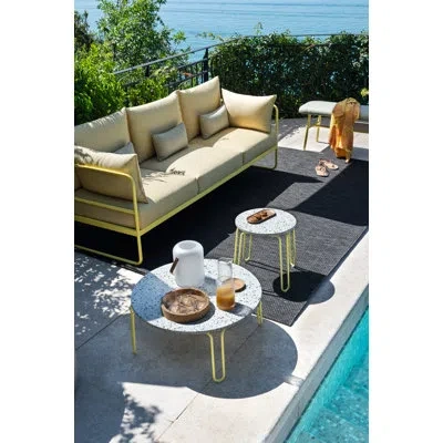 Connubia Stulle Round Outdoor Coffee Table With Metal Frame In Salt Pepper