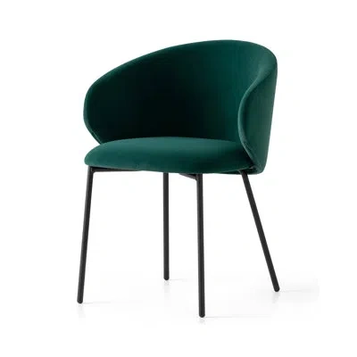 Connubia Tuka Upholstered Armchair With Metal Frame In Forest Green,matte Black