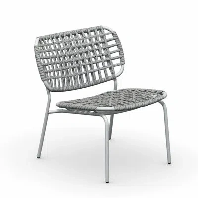 Connubia Yo Outdoor Lounge Chair With Woven Seat And Metal Frame In Matt Optic White
