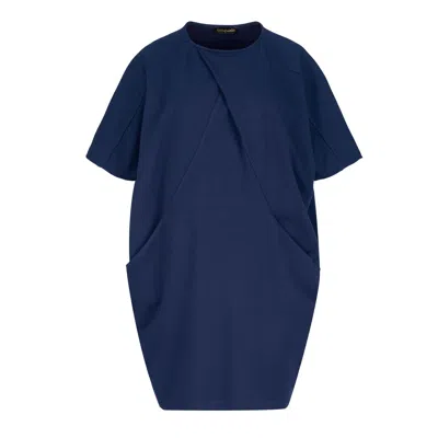 Conquista Blue Women's Navy Oversized Heavy Jersey Dress With Front Pockets