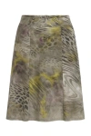 Conquista Brown Women's A-line Skirt In Elastic Printed Jersey – Abstract Animal Pattern In Brown