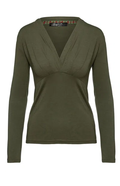 Conquista Green Women's Micromodal Elastane Jersey Wrap Top