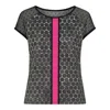 Conquista Grey Women's Chic Printed Viscose Front Jersey Top With Contrasting Back & Mesh Shoulders In Gray