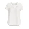 Conquista Neutrals Women's Elegant White Polyester-elastane Georgette Crepe Top With Keyhole Back In White