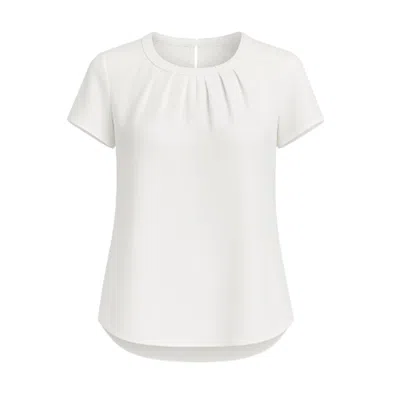 Conquista Neutrals Women's Elegant White Polyester-elastane Georgette Crepe Top With Keyhole Back