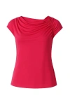 Conquista Red Women's Draped Shoulder Top In Viscose-elastane In Red