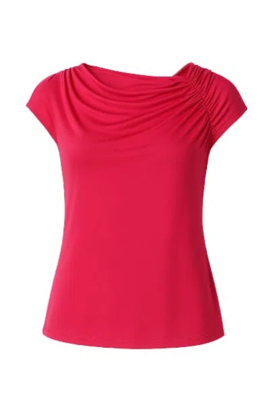 Conquista Red Women's Draped Shoulder Top In Viscose-elastane