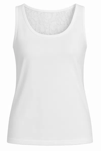 Conquista White Women's Sleeveless Top – Micromodal Jersey Front & Polyamide Lace Back