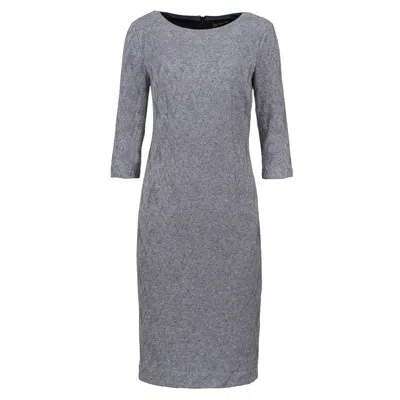 Conquista Women's 3/4 Sleeve Grey Jacquard Fitted Dress