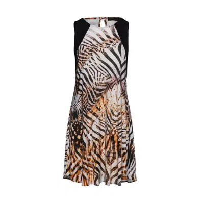 Conquista Women's A Line Animal Print Dress In Black
