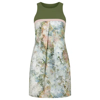 Conquista Women's A Line Khaki Floral Dress In Yellow