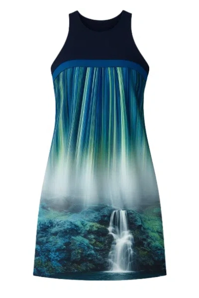 Conquista Women's A Line Navy Blue Print Dress