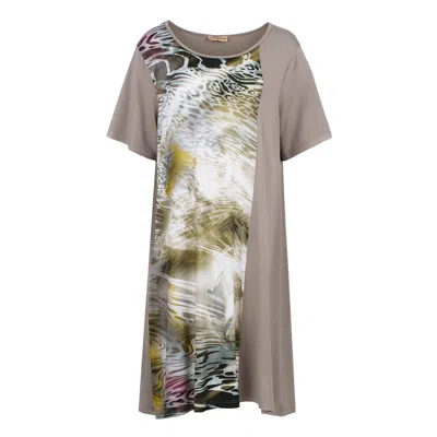 Conquista Women's Abstract Animal Print Short Sleeve Stretch Jersey Dress Plus Size In Multi