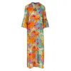 CONQUISTA WOMEN'S ABSTRACT FLORAL KAFTAN STYLE DRESS