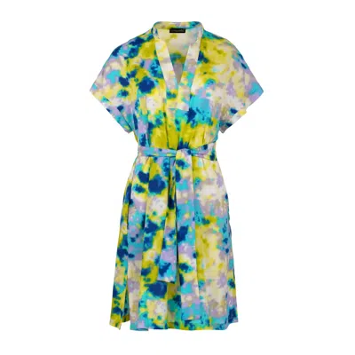Conquista Women's Abstract Print Dress With Slits In Orange