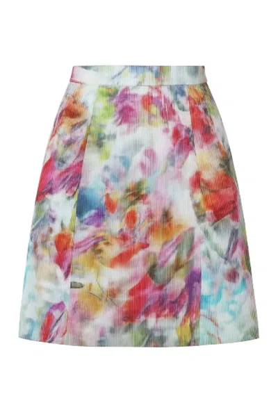 Conquista Women's A-line Midi Skirt With Vibrant Abstract Print In Multi