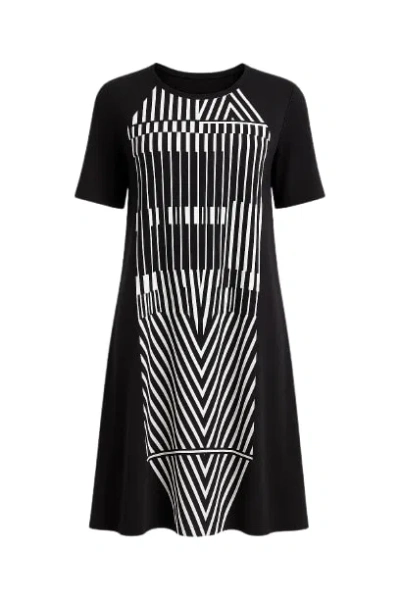 Conquista Women's Animal Print A Line Black Dress