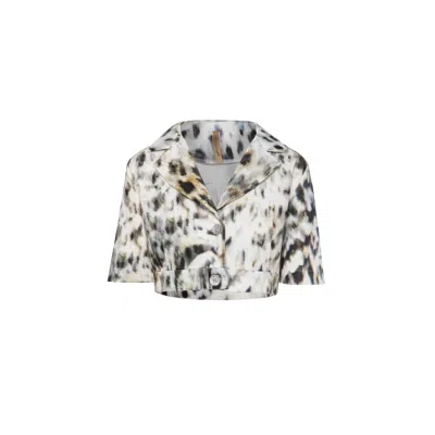 Conquista Women's Animal Print Crop Jacket In Multi