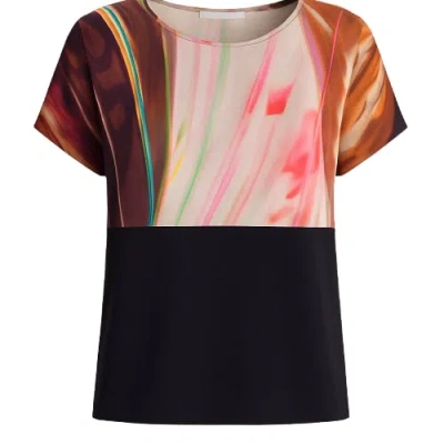 Conquista Women's Animal Print Detail Top In Black