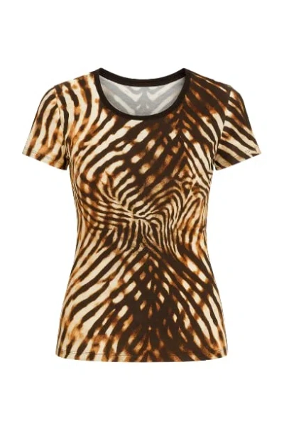 Conquista Women's Animal Print Short Sleeve Tee In Black