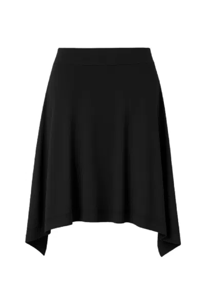 Conquista Women's Asymmetric Black Flared Skirt – Modern, Flowy, Effortlessly Versatile