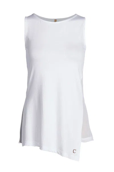 Conquista Women's Asymmetric Sleeveless Top In White