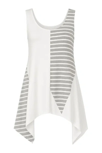 Conquista Women's Asymmetrical Stripe Detail Tunic Grey In Gray