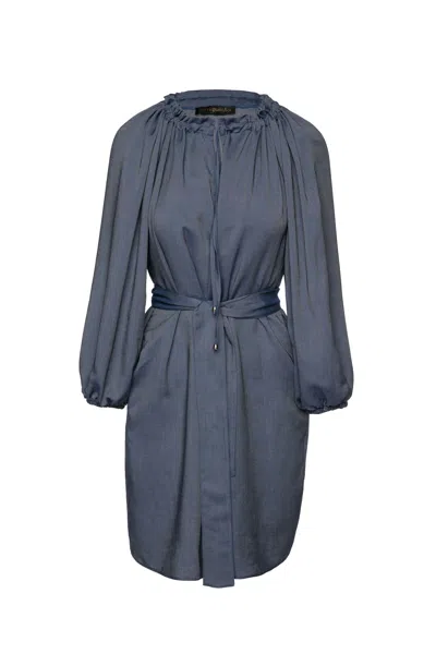 Conquista Women's Belted Blue Denim Style Dress