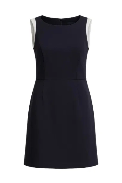 Conquista Women's Black A Line Contrast Detail Dress In Blue
