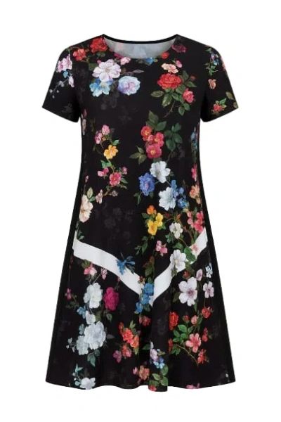 Conquista Women's Black A Line Floral Dress In Multi
