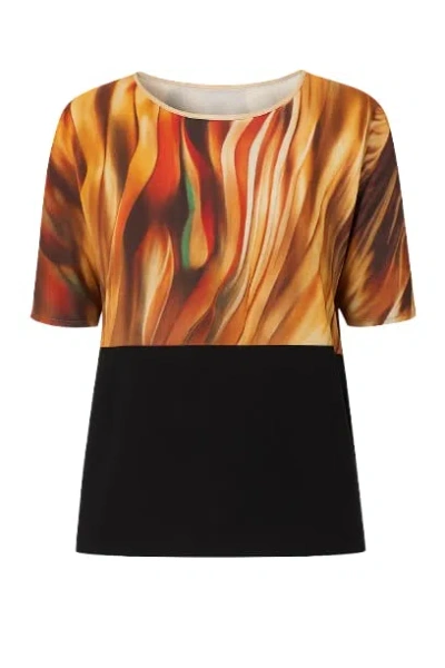 Conquista Women's Black Abstract Animal Print Top In Multi