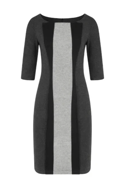 Conquista Women's Black & Grey Elbow Dress In Felt Style Fabric In Gray