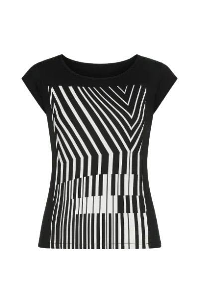 Conquista Women's Black & White Geometric Print Top