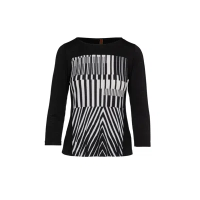 Conquista Women's Black & White Print Detail Top