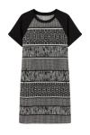 Conquista Women's Black & White Short Sleeve Straight Dress In Black