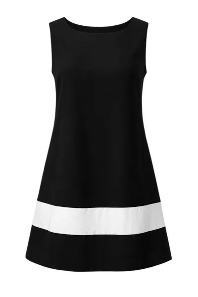 Conquista Women's Black & White Sleeveless A-line Mini Dress