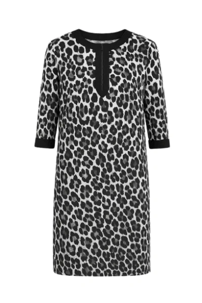 Conquista Women's Black Animal Print Sack Dress