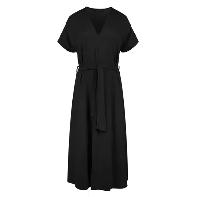 Conquista Women's Black Belted Midi Dress