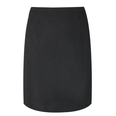 Conquista Women's Black Boucle Wool Coat Fabric Mini Skirt