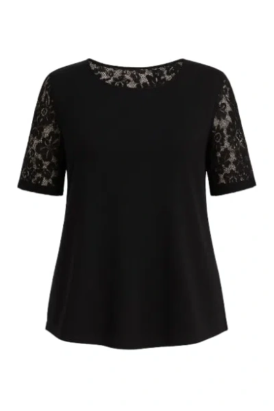 Conquista Women's Black  Lace Detail Top