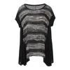 CONQUISTA WOMEN'S BLACK CONTEMPORARY ABSTRACT CREPE & JERSEY OVERSIZED TOP